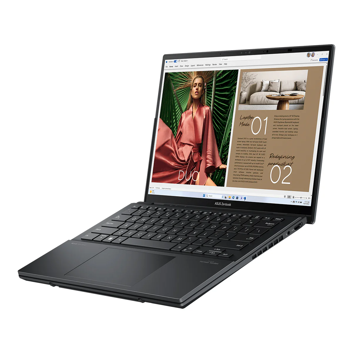 Asus Zenbook Duo 14 UX8406MA-PZ221WSM Laptop (Inkwell Gray) | Touch Screen 14" OLED | Ultra 7 155H | 32GB LPDDR5X | 1TB SSD | Intel Arc Graphics | Windows 11 Home + MS Office Home & Student 2021 + Microsoft 365 Basic + Sleeve + Stylus Pen - Image 4
