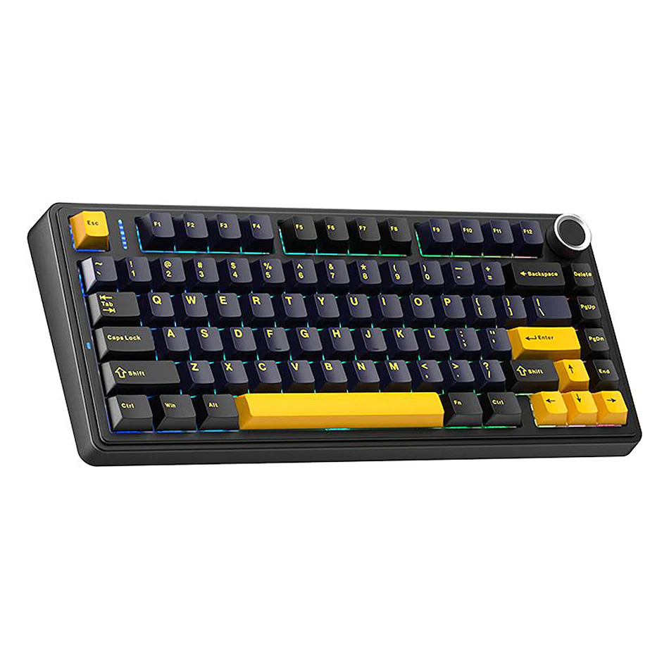 Aula F75 RGB Tri-Mode Type-C 75% 80-Key Gasket Structure Hot-Swap Mechanical Gaming Keyboard (Gray Wood Switch) (Black/Dark Blue/Orange, Blue/White/Dark Blue) - Image 6