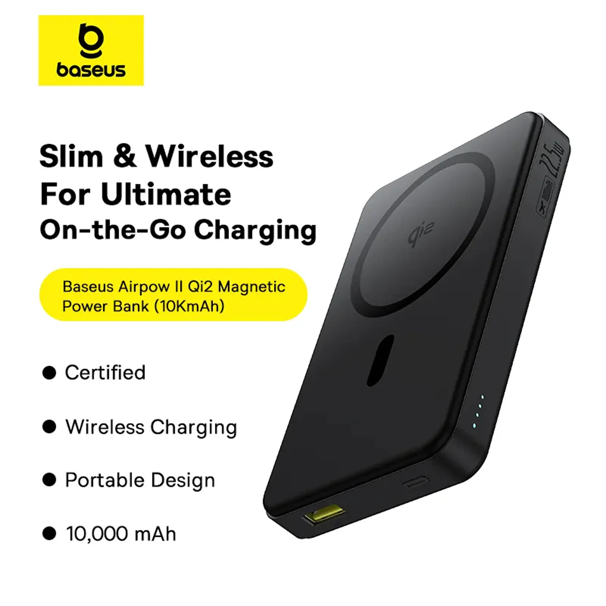 Baseus Airpow II Qi2 Magnetic Power Bank 10000mAh 22.5W (Cosmic Black) (P10080000123-00) - Image 5