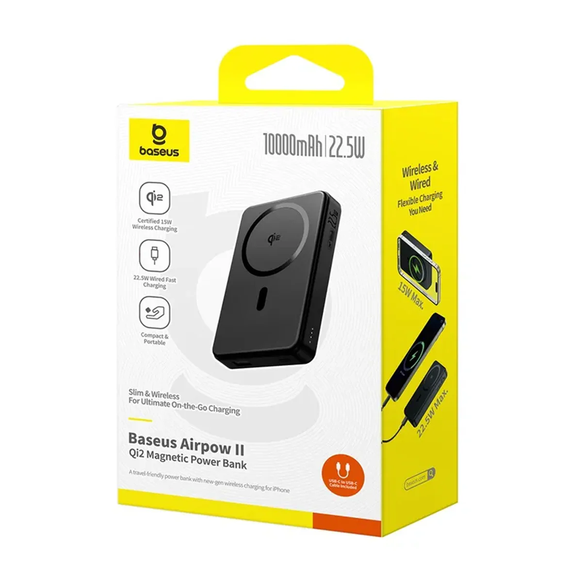 Baseus Airpow II Qi2 Magnetic Power Bank 10000mAh 22.5W (Cosmic Black) (P10080000123-00) - Image 6