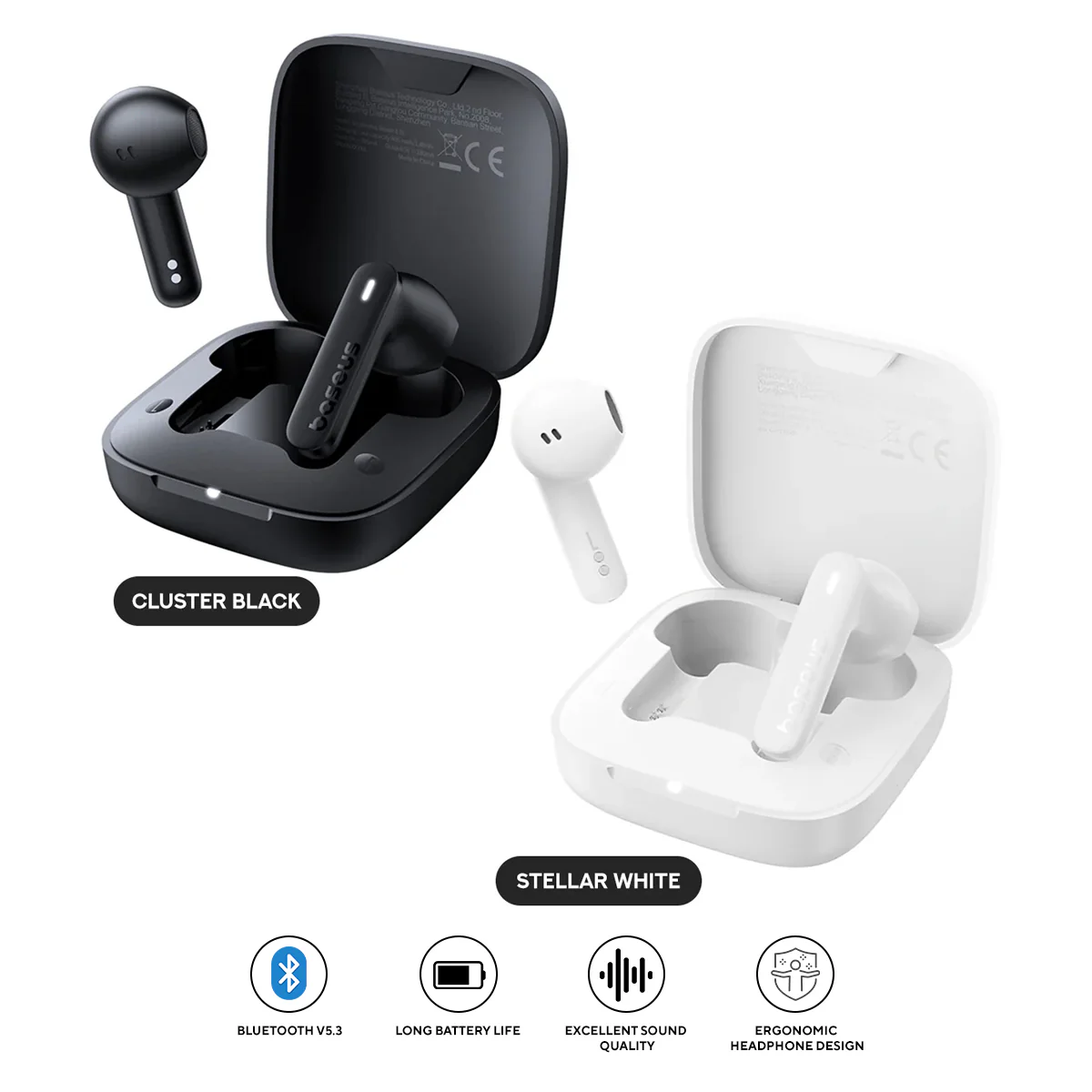 Baseus Bowie E16 True Wireless Earphone (Cluster Black, Stellar White)