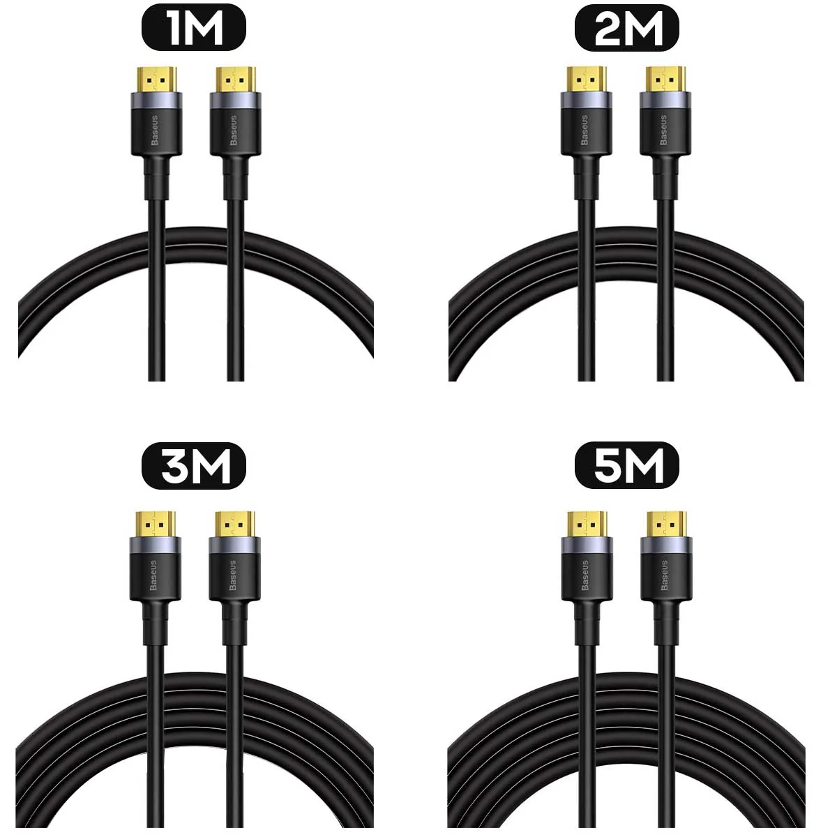 Baseus Cafule 4K HDMI Male To 4K HDMI Male Adapter Cable (1m, 2m, 3m, 5m) (Black) (CADKLF-E01, CADKLF-F01, CADKLF-G01, CADKLF-H01)
