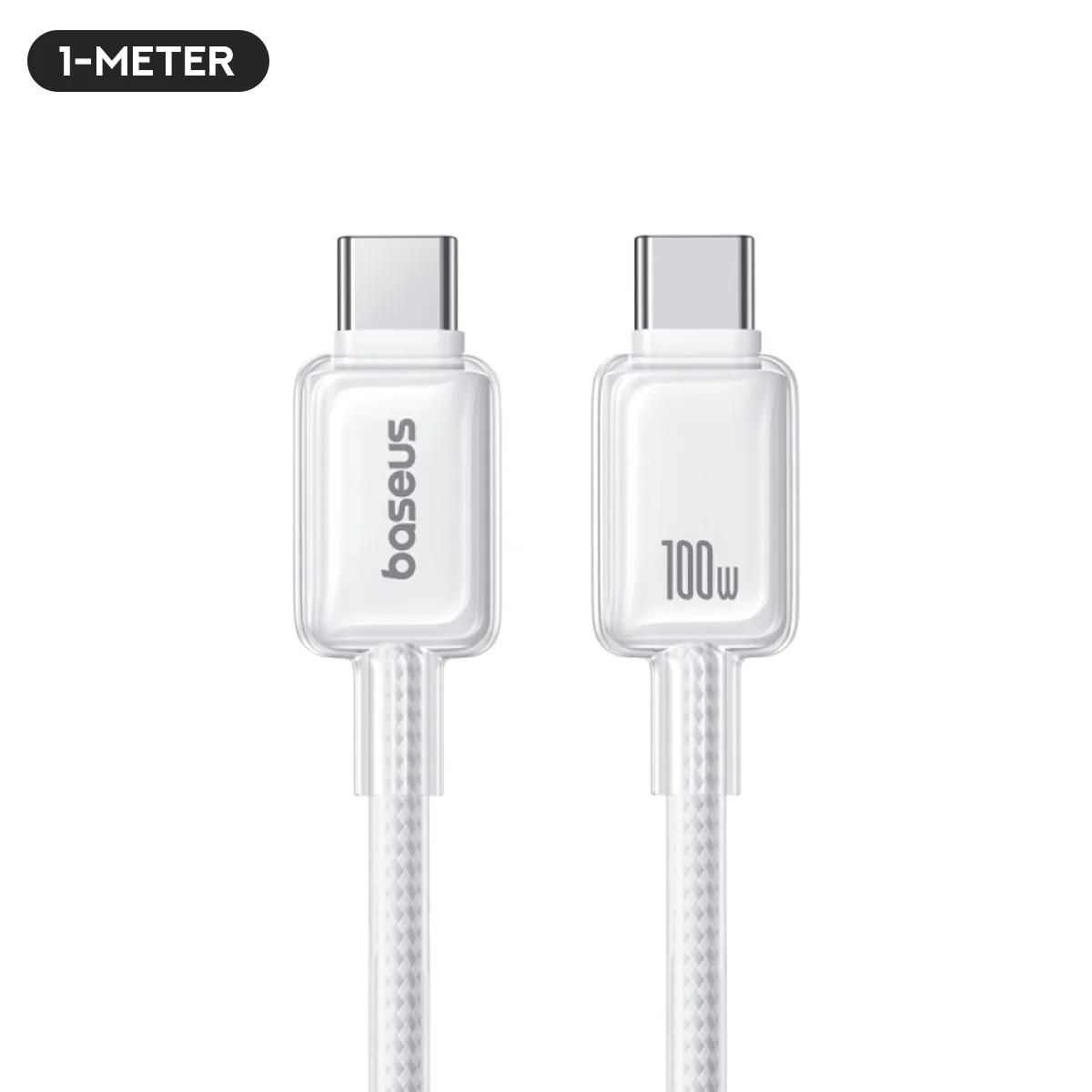 Baseus Crystal Fast Charging Data Cable USB-A to USB-C 100W (Moon White) (1M , 2M) - Image 14