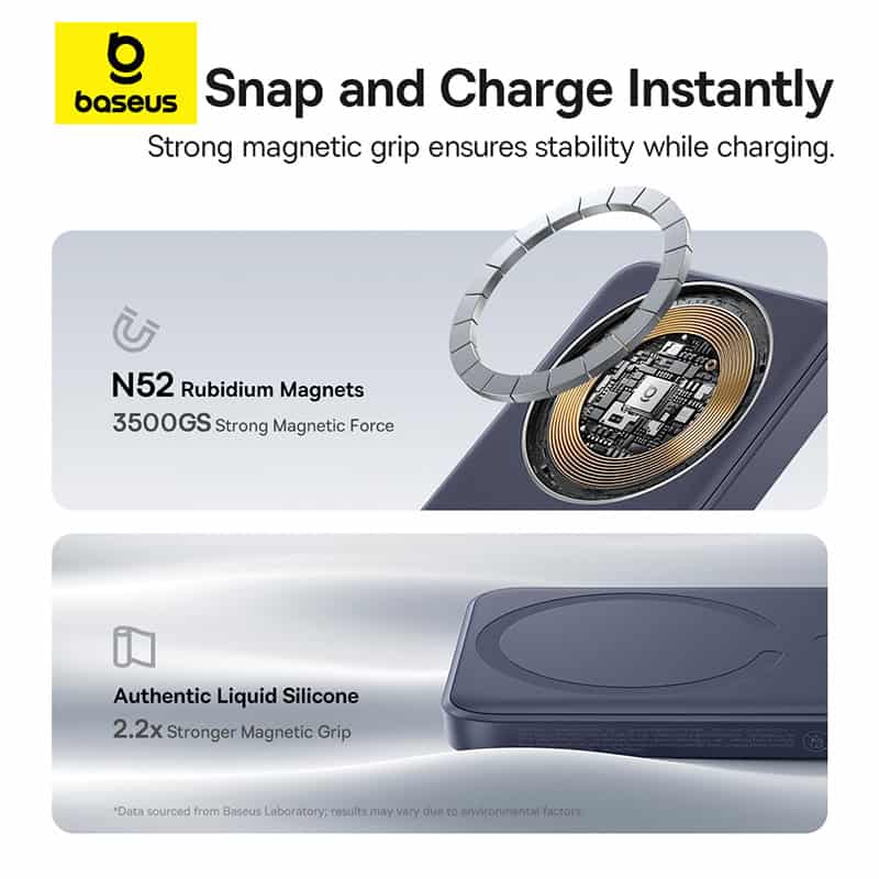 Baseus EnerFill FM11 Ultra-Mini Magnetic Power Bank 10000mAh 22.5W (Space Grey, Moon White) - Image 3