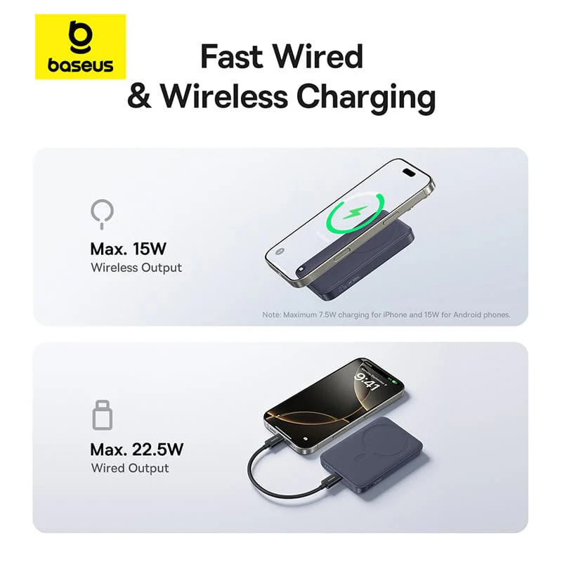 Baseus EnerFill FM11 Ultra-Mini Magnetic Power Bank 10000mAh 22.5W (Space Grey, Moon White) - Image 5