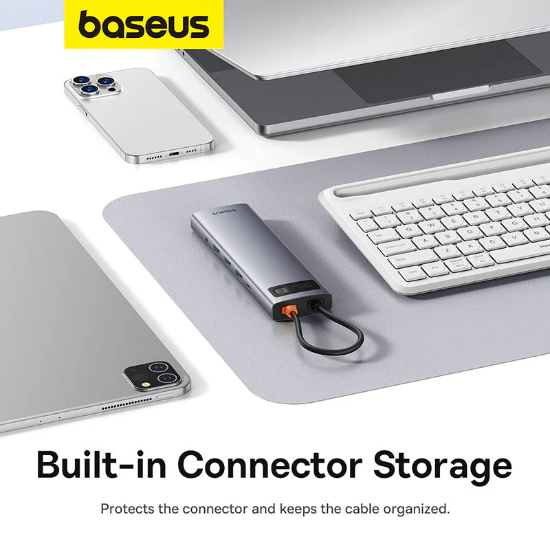 Baseus Metal Gleam Series 11-Port Hub USB-C to HDMI 4K@60Hz + VGA + 3xUSB 3.0 + USB 2.0 + USB-C PD + RJ45 + SD/TF + 3.5mm (Space Grey) (B00030709811-00) - Image 7