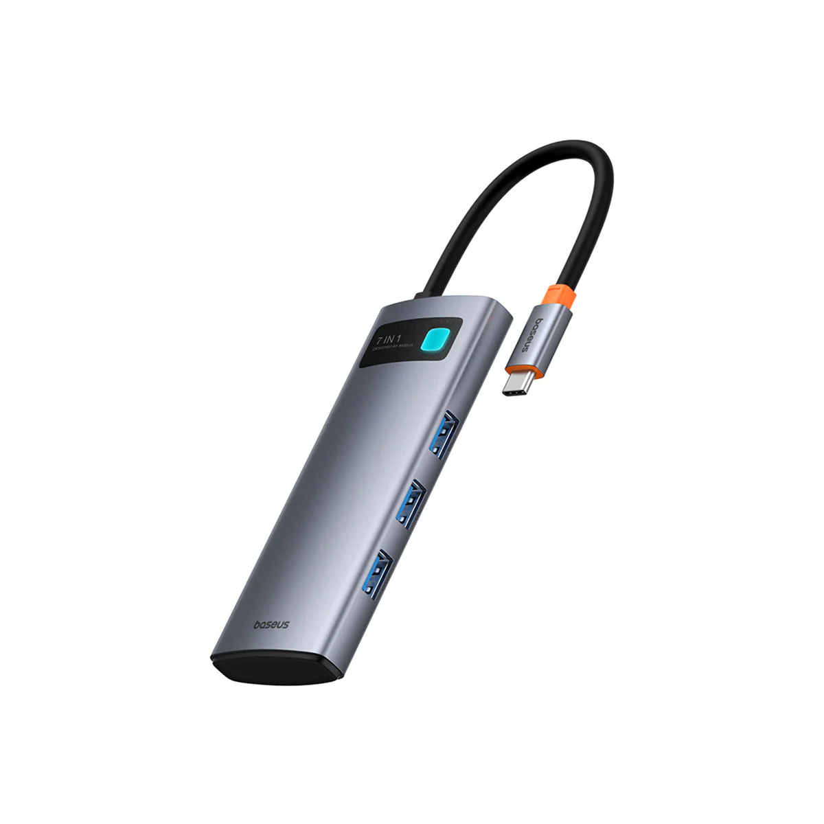 Baseus Metal Gleam Series 7-Port Hub USB-C to HDMI 4K@60Hz + 3xUSB 3.0 + PD + SD/TF (Space Grey) (B00030708811-00)