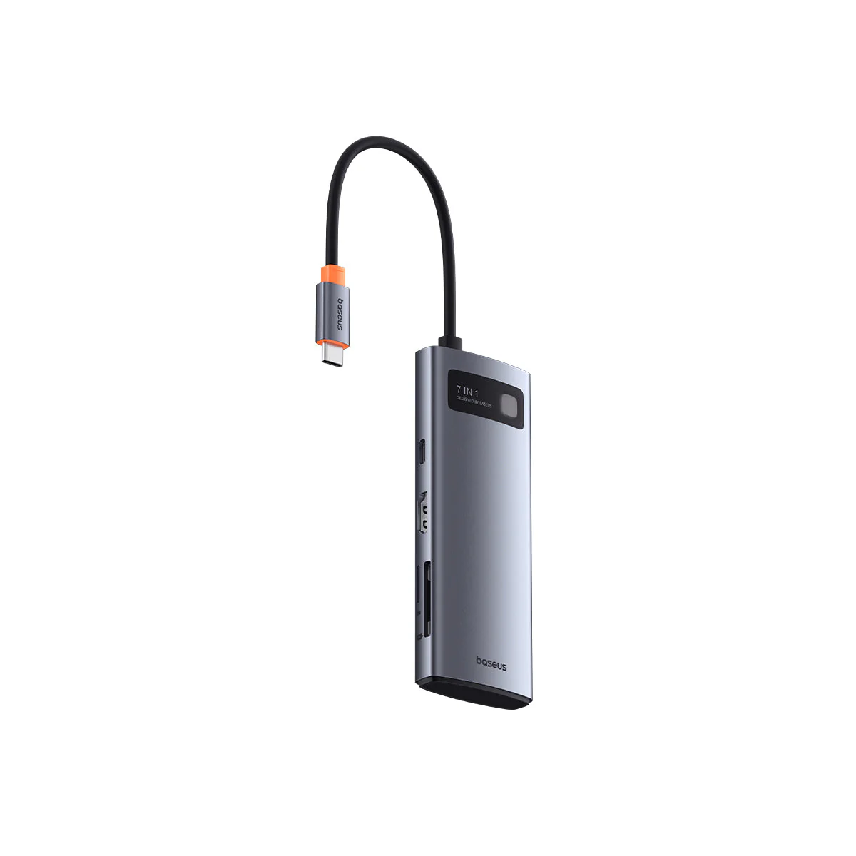 Baseus Metal Gleam Series 7-Port Hub USB-C to HDMI 4K@60Hz + 3xUSB 3.0 + PD + SD/TF (Space Grey) (B00030708811-00) - Image 3