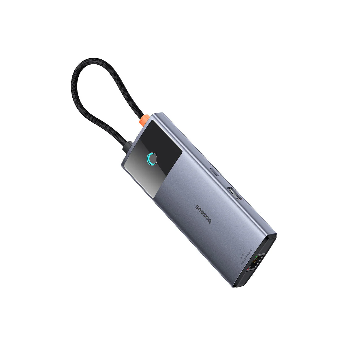 Baseus Metal Gleam Series II 6-Port Hub USB-C to HDMI 4K@60Hz + USB-C + 2xUSB-A + RJ45 + PD (Space Grey) (B00061802813-00) - Image 4