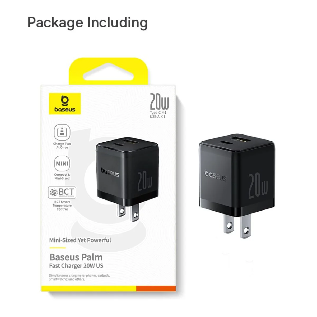 Baseus Palm Fast Charger C+U 20W (Cluster Black) (P10111609113-00) - Image 8