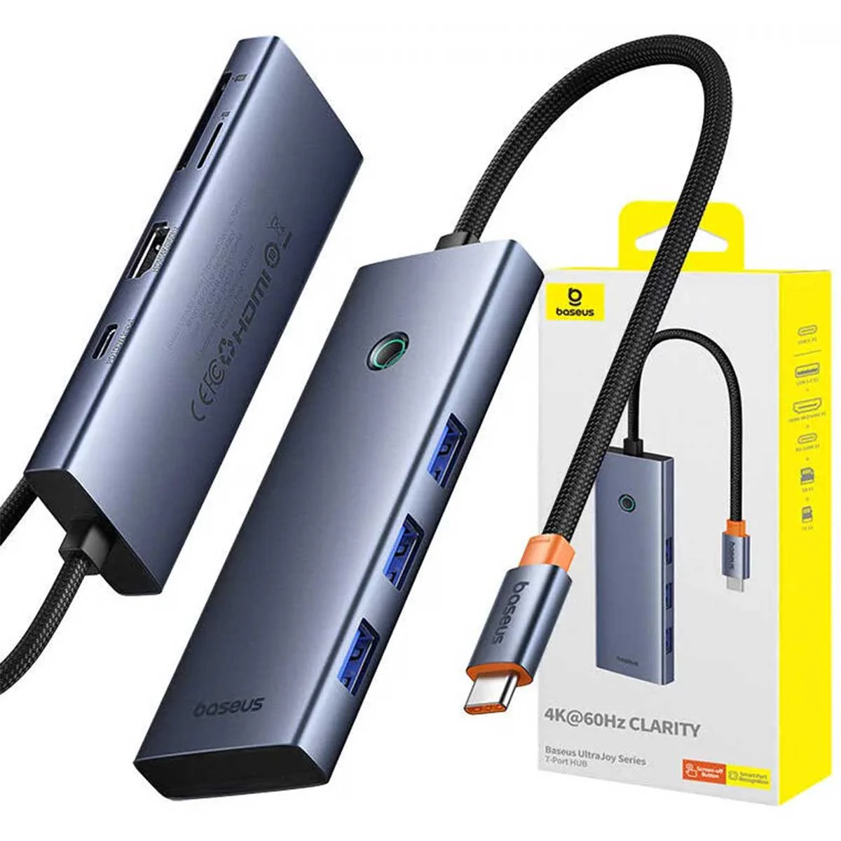 Baseus UltraJoy Series 7-Port Hub Docking Station USB-C to HDMI 4K@60Hz + 3xUSB 3.0 + PD + SD/TF (Space Grey) (B00052803811-00) - Image 10