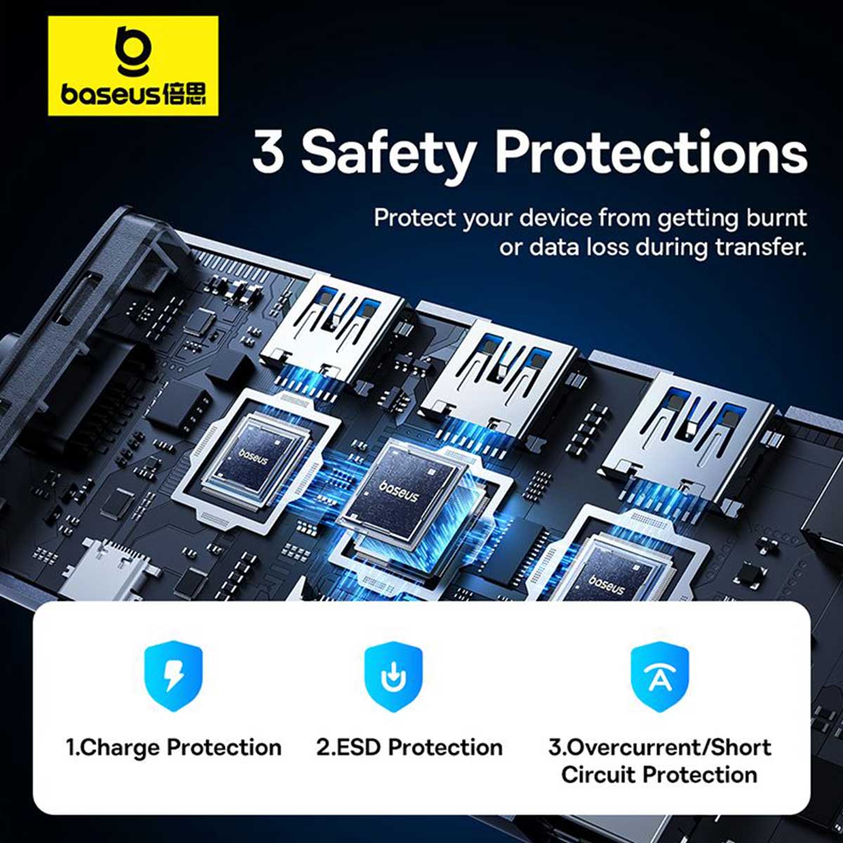 Baseus UltraJoy Series 7-Port Hub Docking Station USB-C to HDMI 4K@60Hz + 3xUSB 3.0 + PD + SD/TF (Space Grey) (B00052803811-00) - Image 6