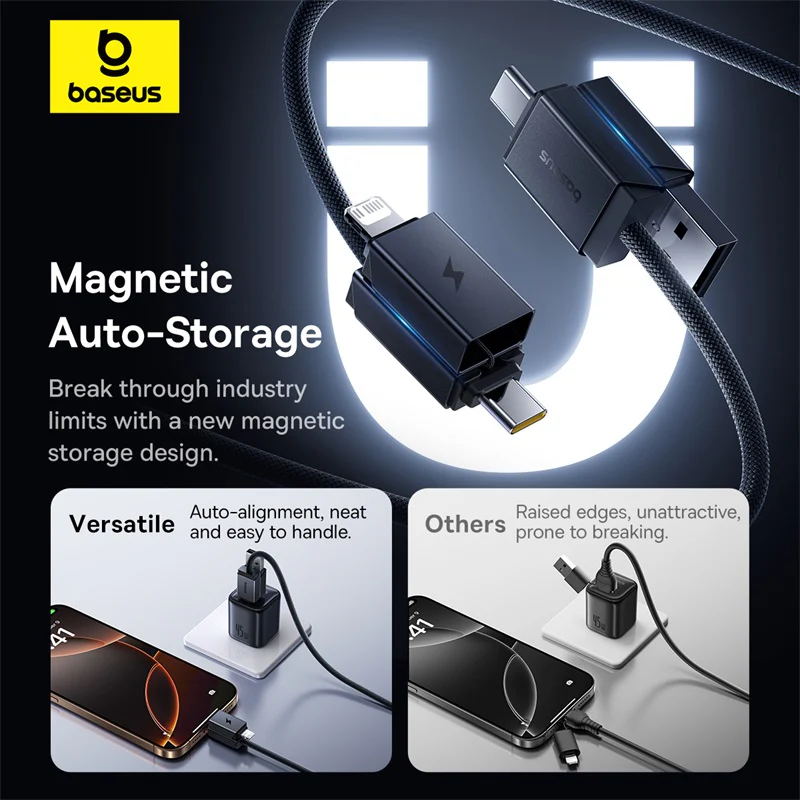 Baseus Versatile Two-for-Two Fast Charging Cable U+C to C+L 60W 2M (Cosmic Black) (P10383000121-02) - Image 5