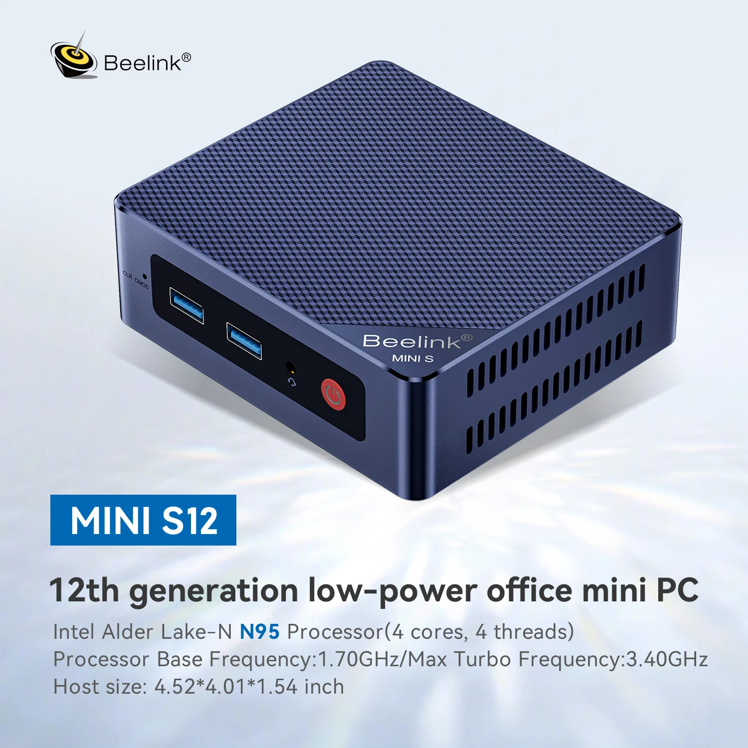 Beelink Mini S12-LP Intel N95 Processor 12GB RAM 480GB SSD Mini PC (Navy Blue) - Image 2