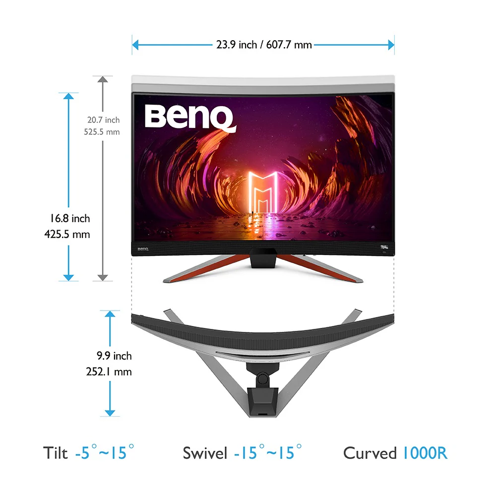 BenQ Mobiuz EX2710R 27" QHD 1MS 165HZ 1000R Curved Gaming Monitor - Image 5