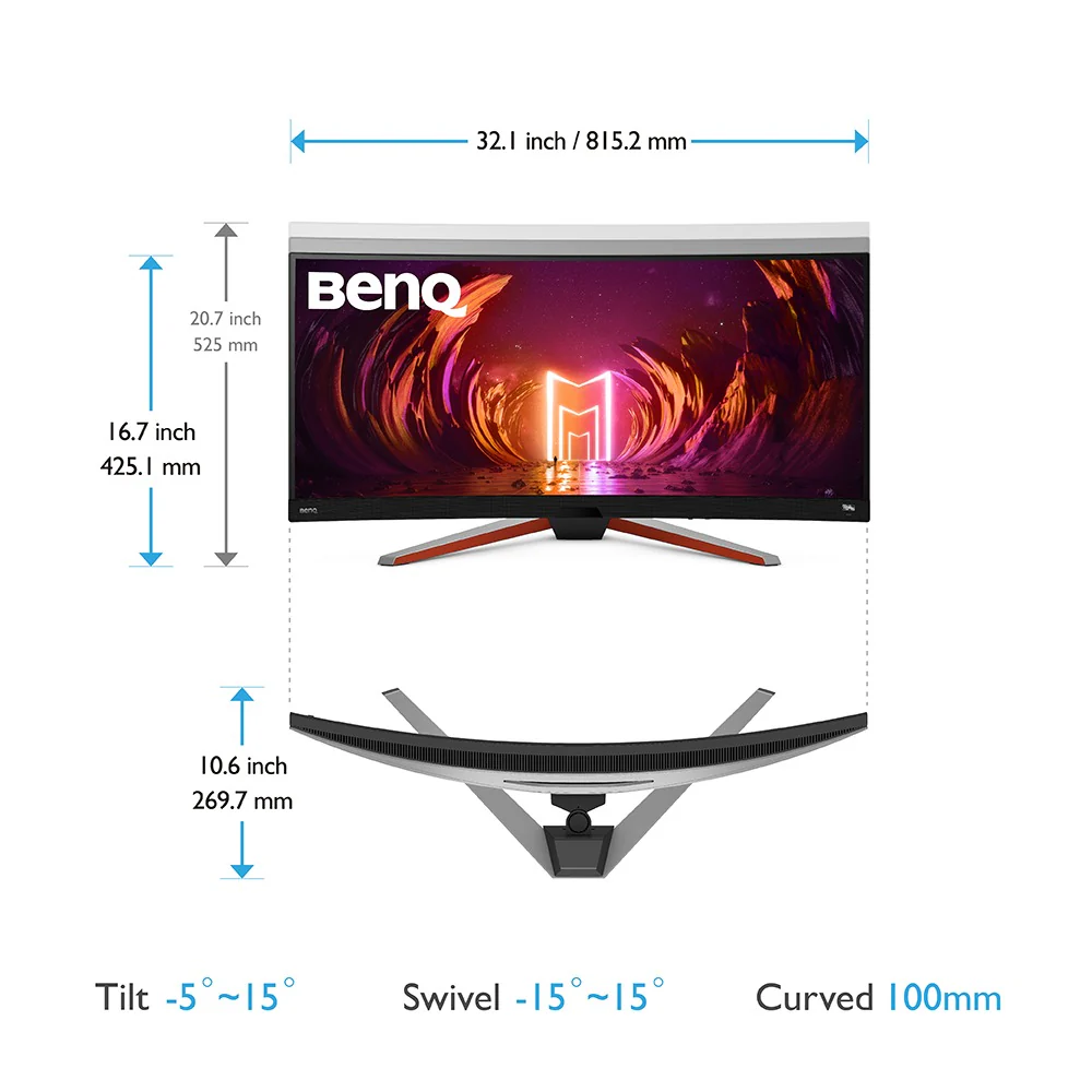BenQ Mobiuz EX3415R 34"  WQHD 144HZ Ultrawide 1900R Curved Gaming Monitor - Image 4