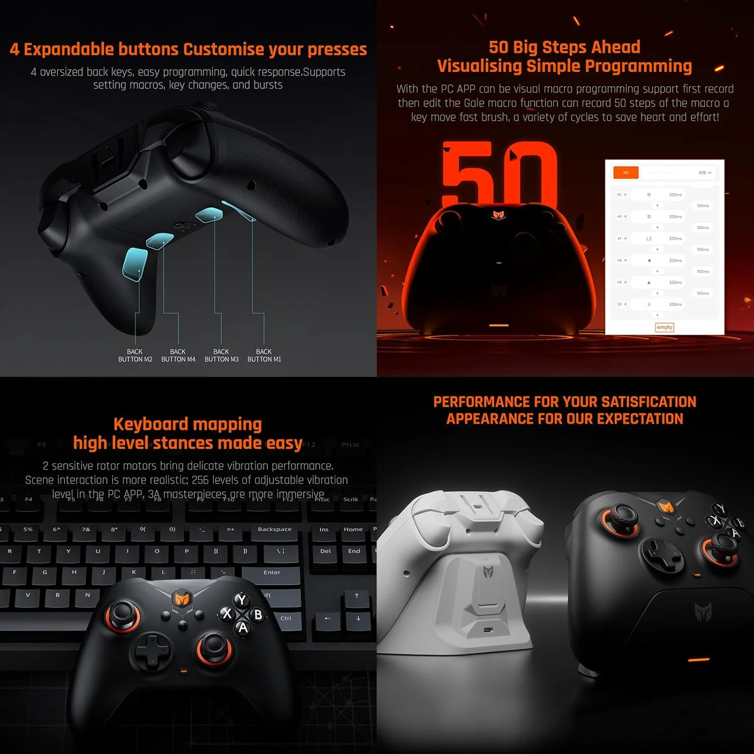 Bigbig Won GALE Hall Wireless Gaming Controller with Smart Charging Stand for Win 10&11 / Switch / Android / iOS (Black, Gray) - Image 7