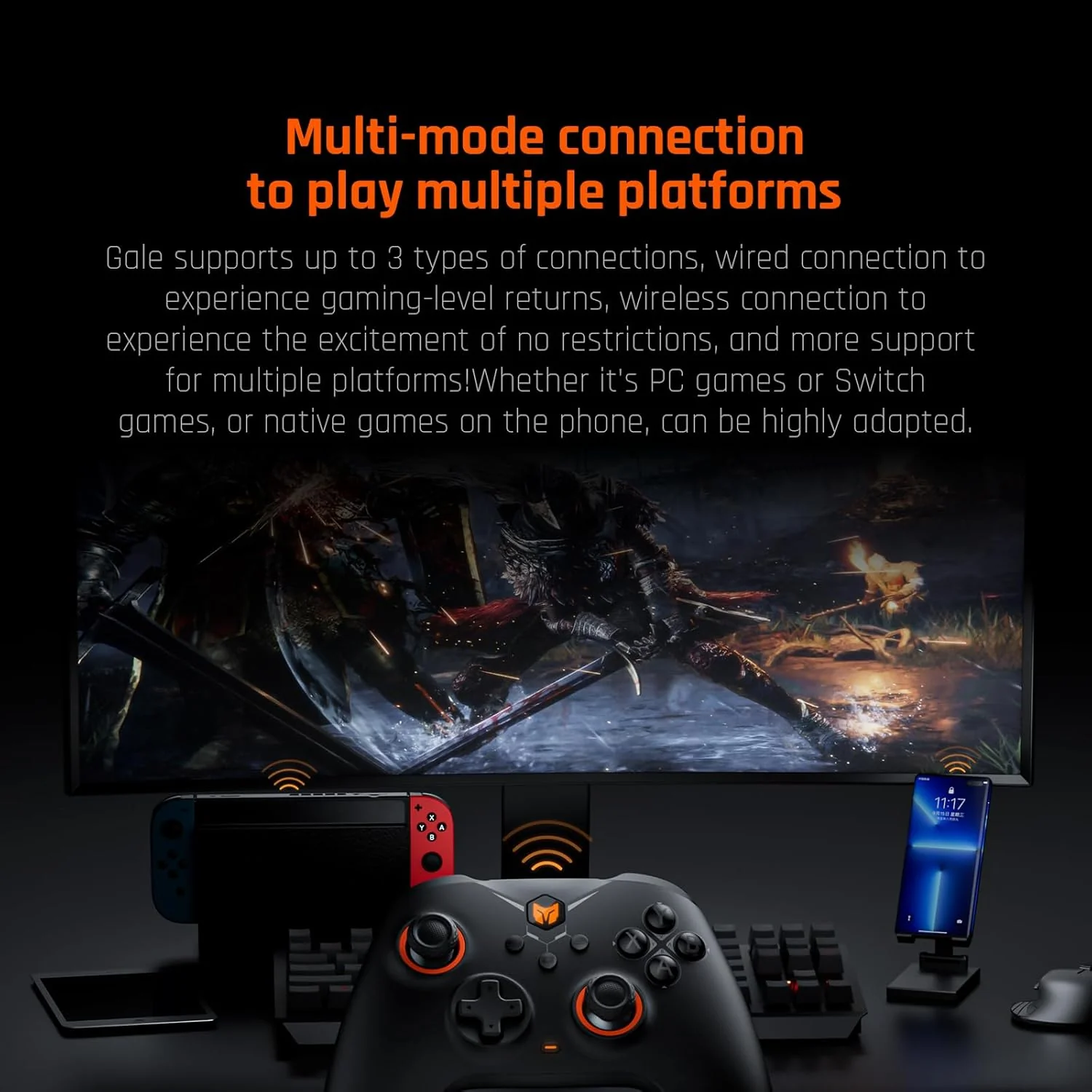 Bigbig Won GALE Hall Wireless Gaming Controller with Smart Charging Stand for Win 10&11 / Switch / Android / iOS (Black, Gray) - Image 8
