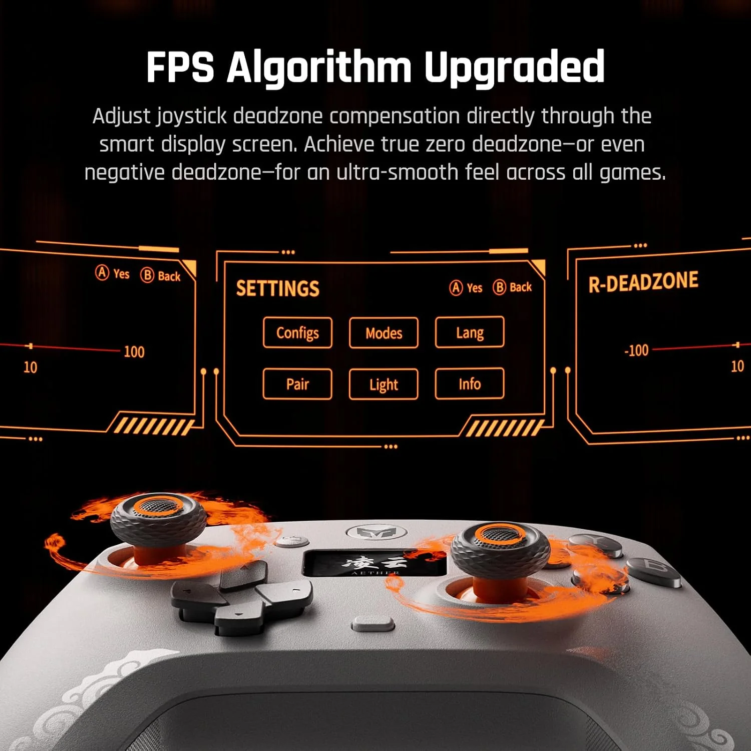 Bigbig Won Mojhon Aether Dual 1000Hz Polling Rate w/ Smart Display Hall Effect Wireless Game Controller for Switch / Win 10&11 / Android / iOS (Black, Grey) - Image 7