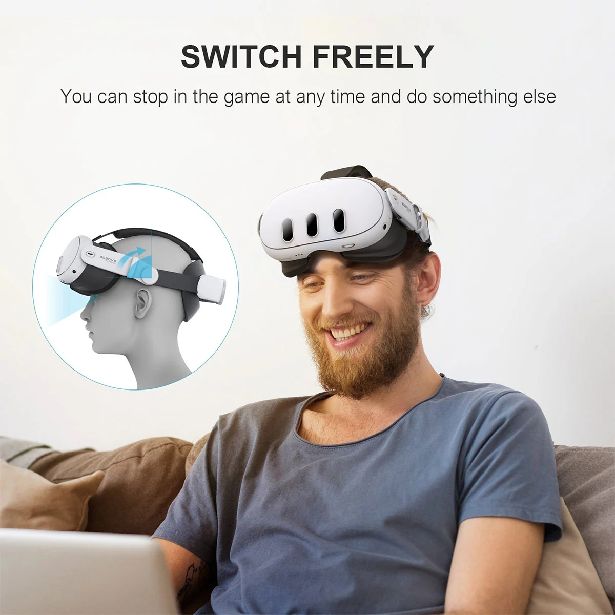 BoboVR M3 Mini Head Strap Compatible with Meta Quest 3 (M3 Mini) - Image 3
