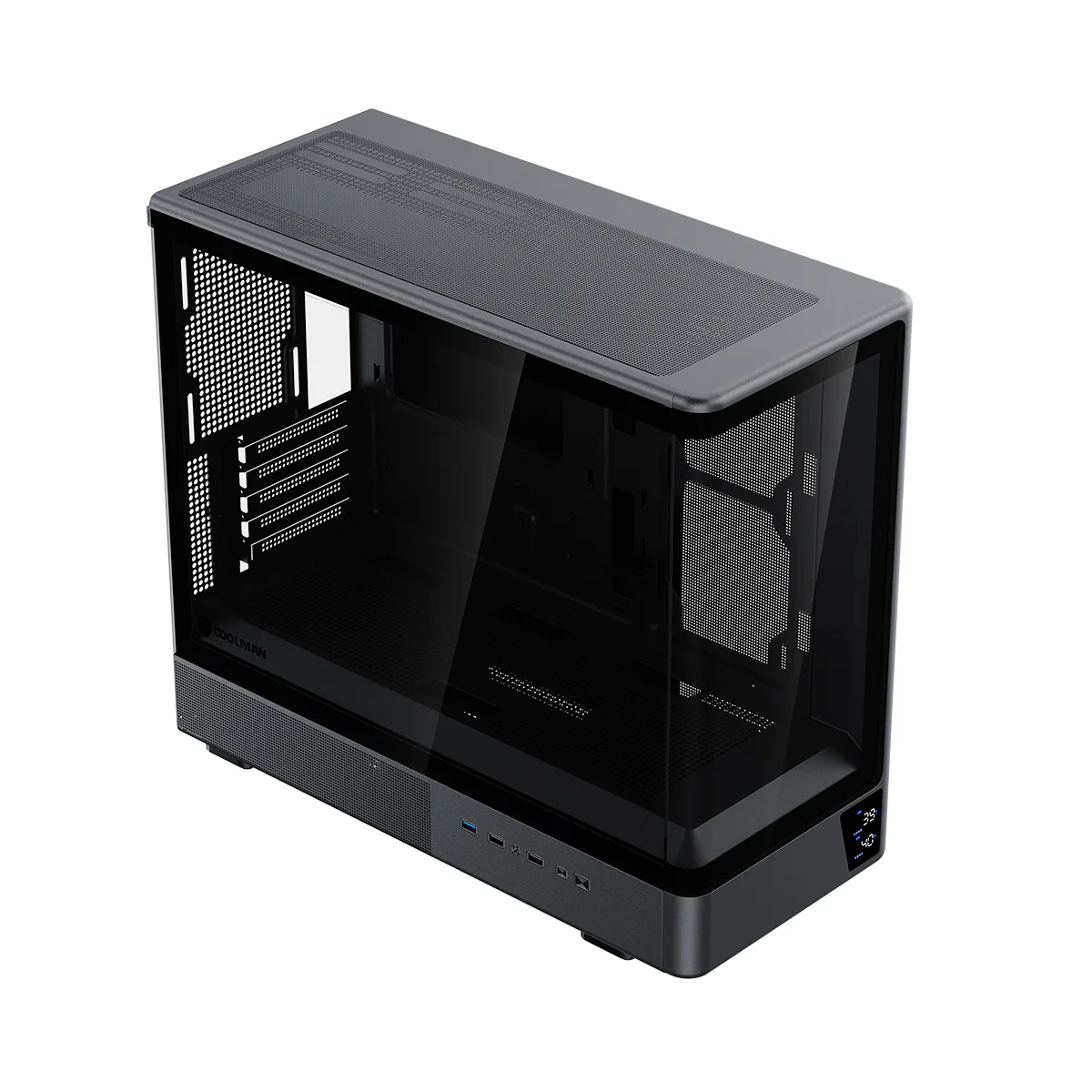 Coolman Astral M-ATX PC Case with Digital Screen Display (Black, White) - Image 3