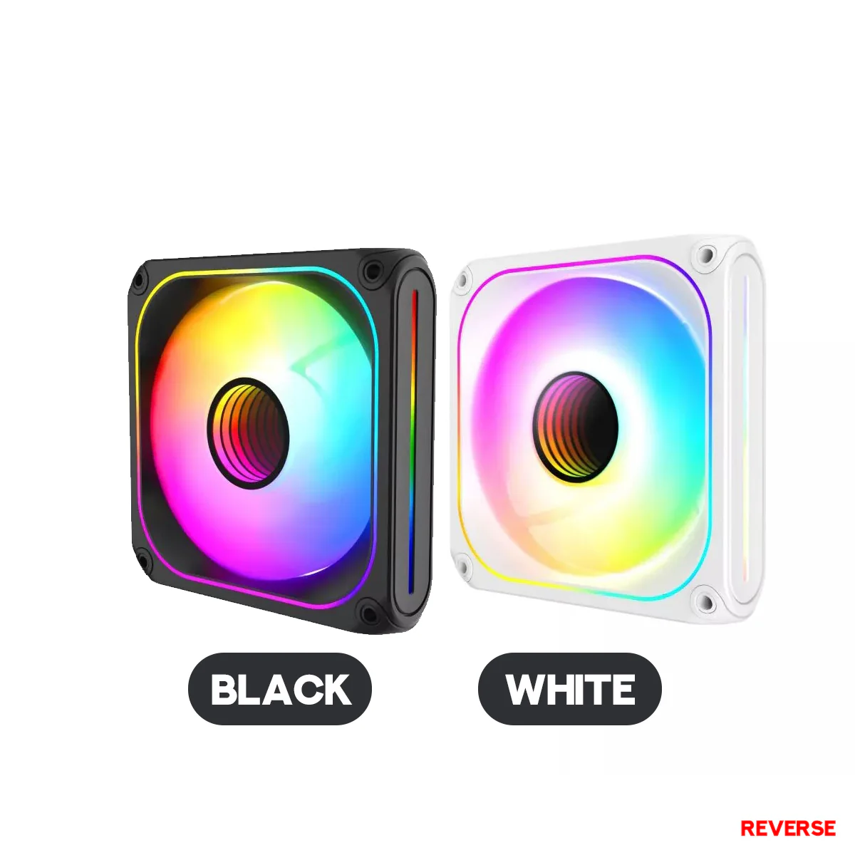 Coolman Drift Core CM-07RF 120mm Reverse ARGB Cooling Fan (Black, White)