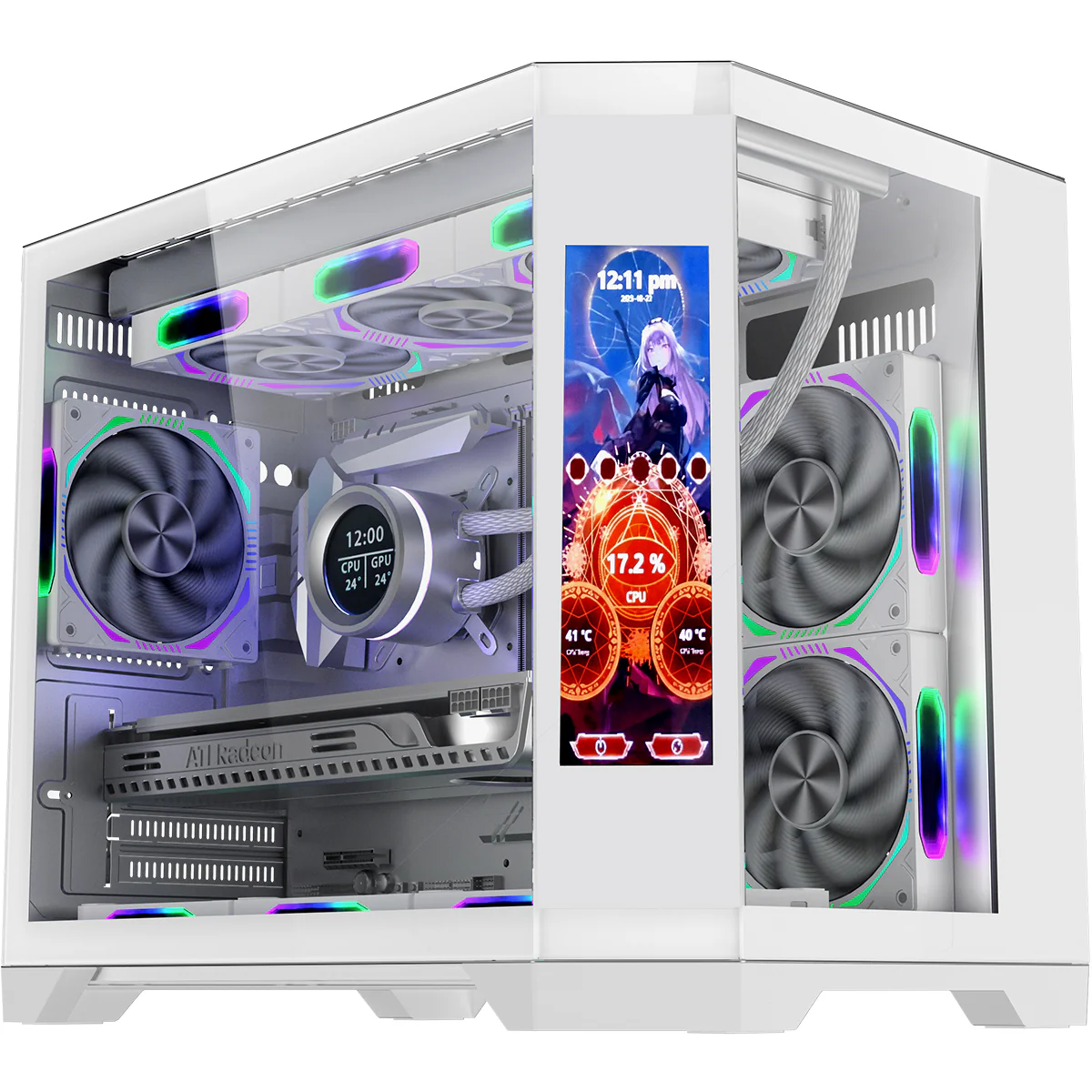Coolman Spectra M-ATX/ITX PC Case with Customizable LCD Screen Display (Black, White) - Image 5