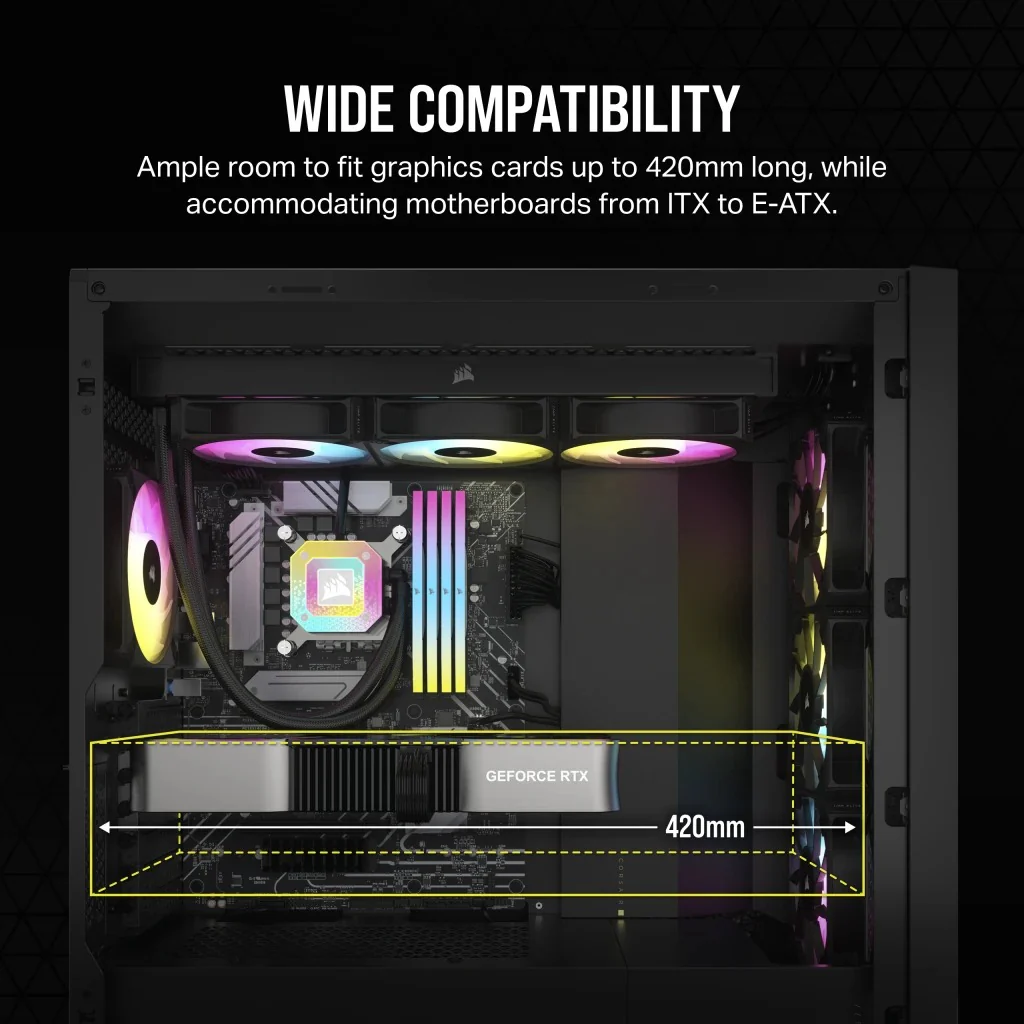 Corsair 5000D Airflow Core Tempered Glass Mid-Tower ATX PC Case (Black, White) - Image 5