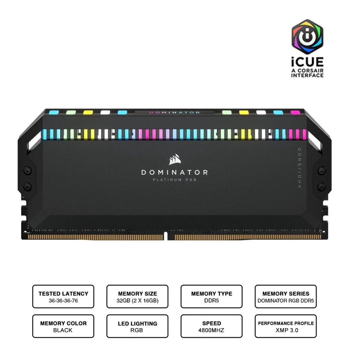 CORSAIR Dominator Platinum RGB 32GB (2x16GB) DDR5 DRAM 5600MHZ C36 Memory Kit (Black) (CMT32GX5M2B5600C36)