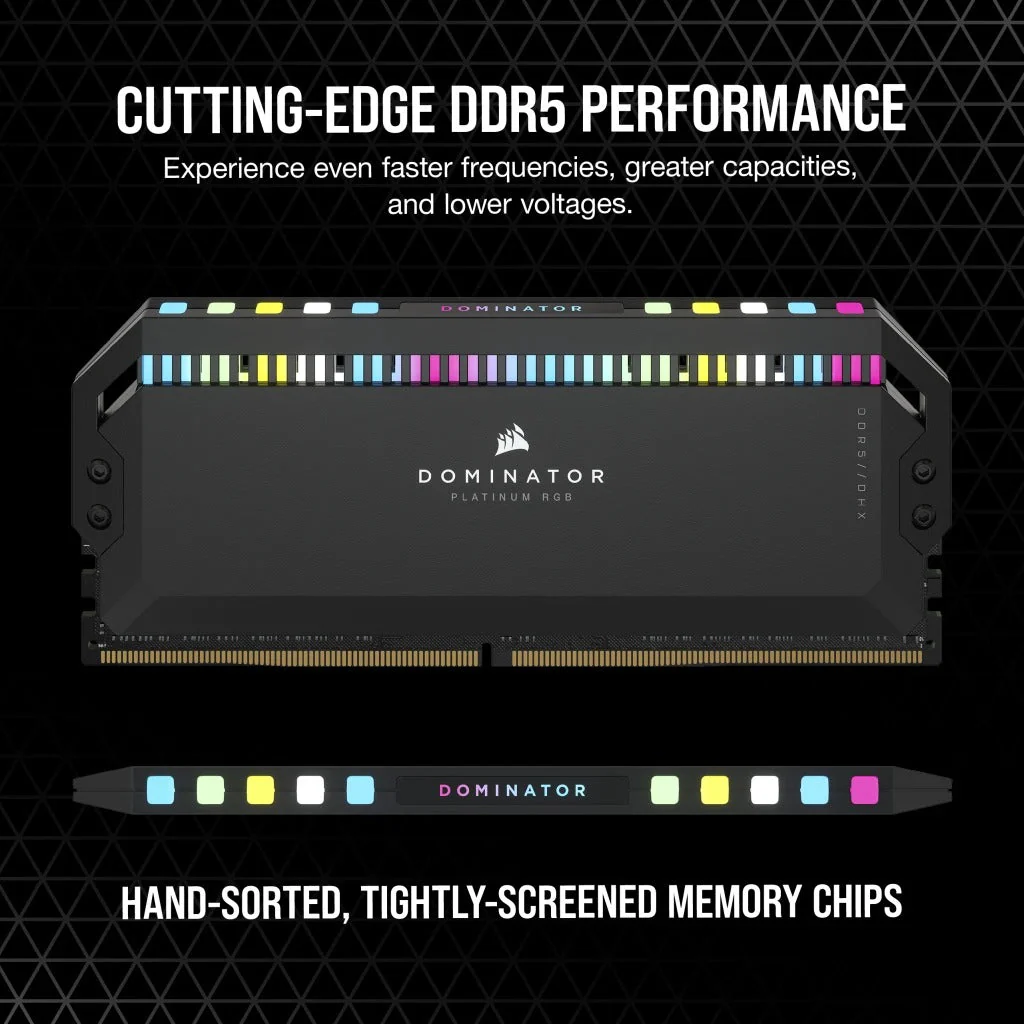 Corsair Dominator Platinum RGB 32GB (2x16GB) DDR5 DRAM 6000MHZ CL36 Intel XMP Memory Kit (Black) (CMT32GX5M2E6000C36) - Image 3