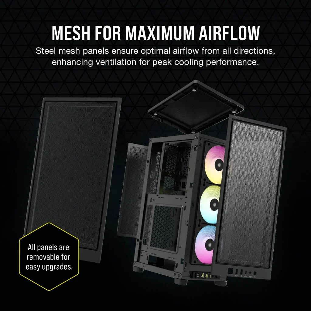 Corsair iCue 2000D RGB Airflow Mini-ITX PC Case (Black) - Image 30