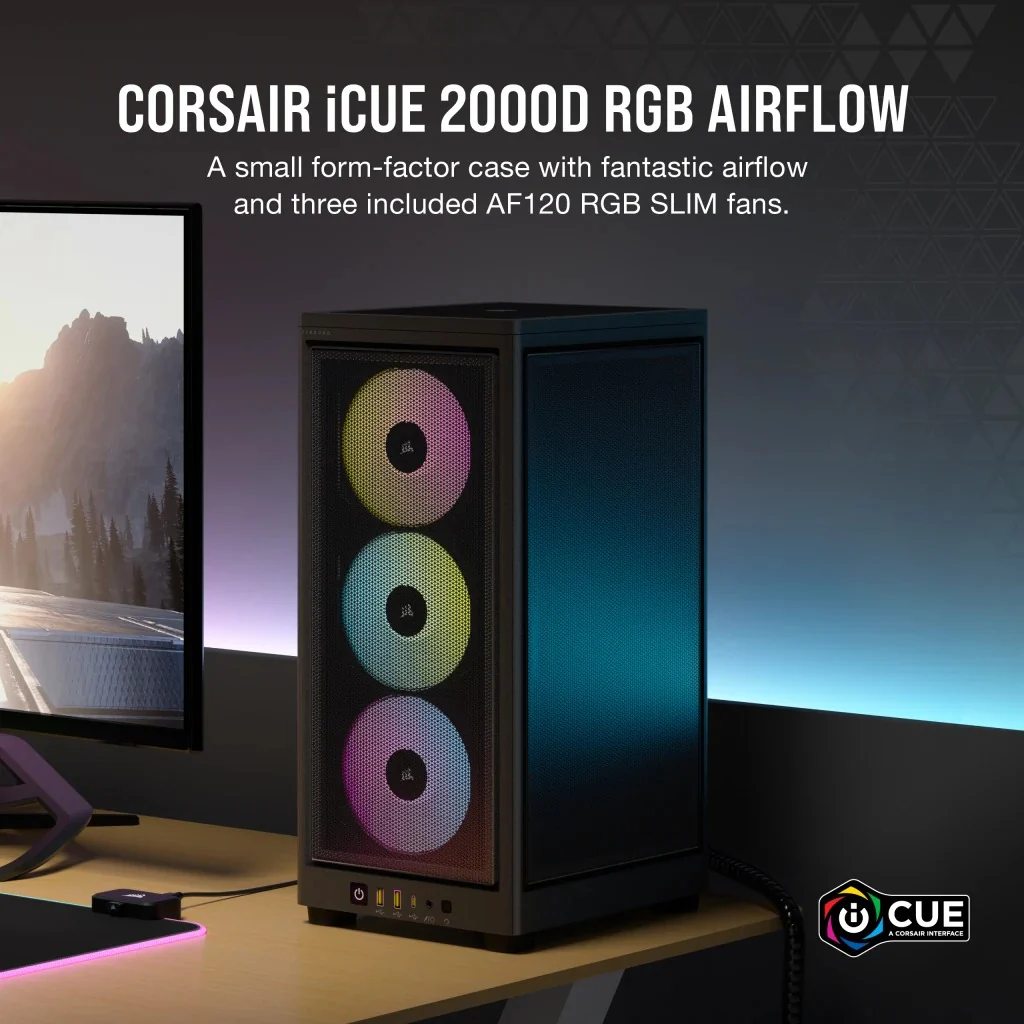 Corsair iCue 2000D RGB Airflow Mini-ITX PC Case (Black) - Image 31
