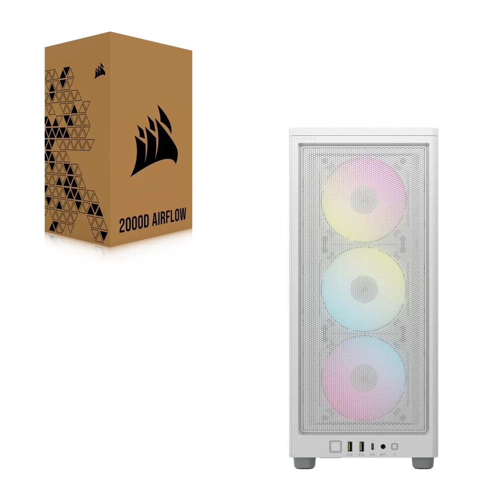 Corsair iCue 2000D RGB Airflow Mini-ITX PC Case (White) - Image 24