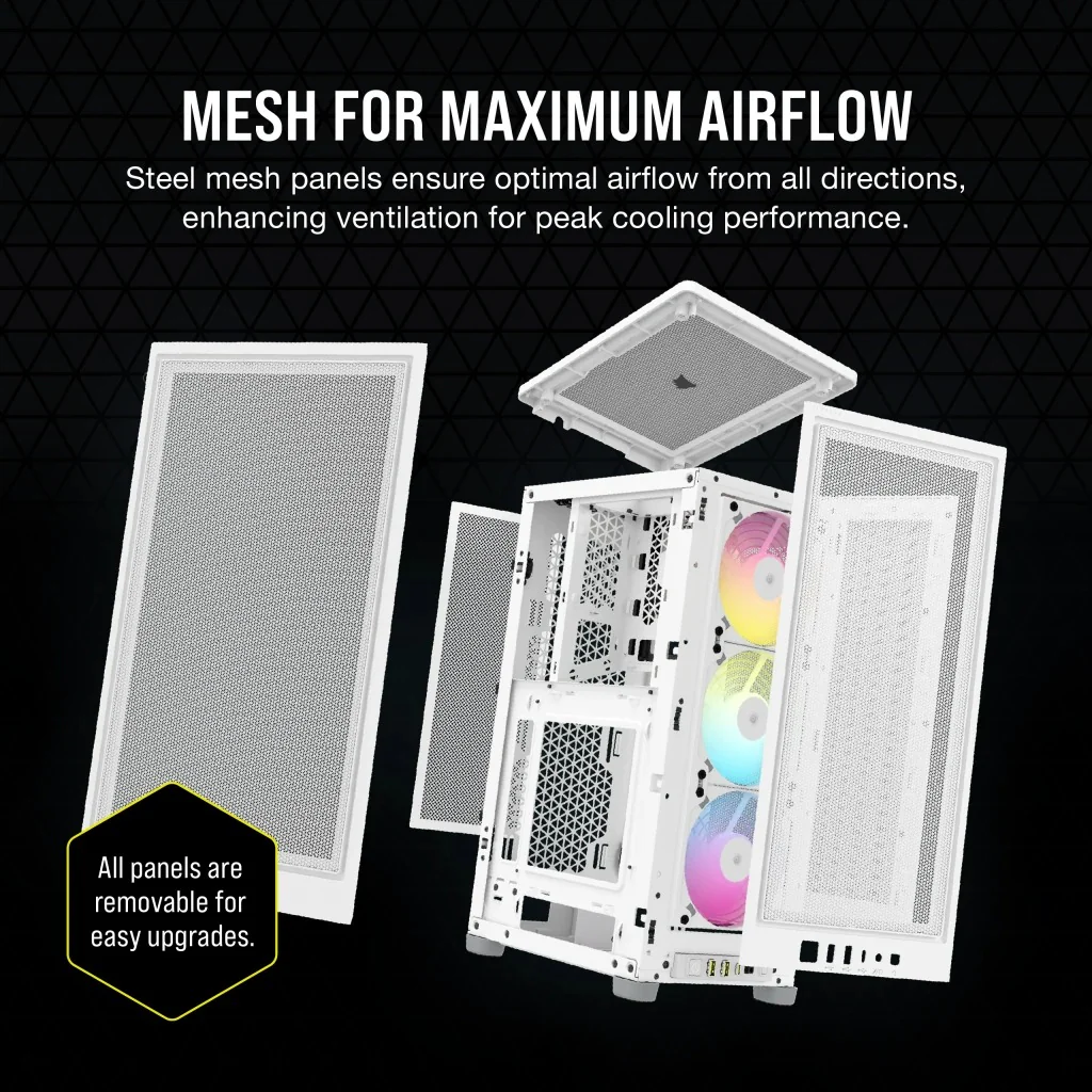 Corsair iCue 2000D RGB Airflow Mini-ITX PC Case (White) - Image 29