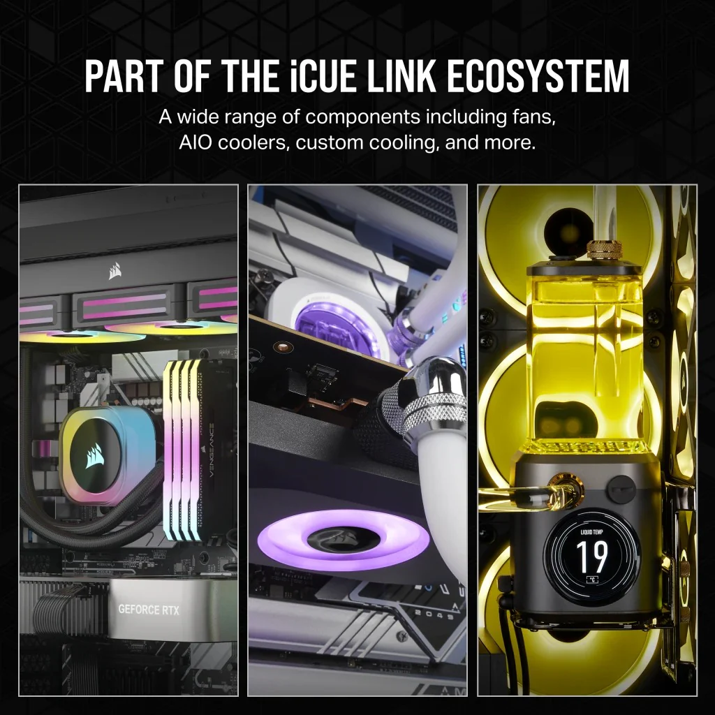 Corsair iCUE Link QX120 RGB 120mm PWM PC Fans Starter Kit With iCUE Link System Hub (Black) (Triple Pack) - Image 15