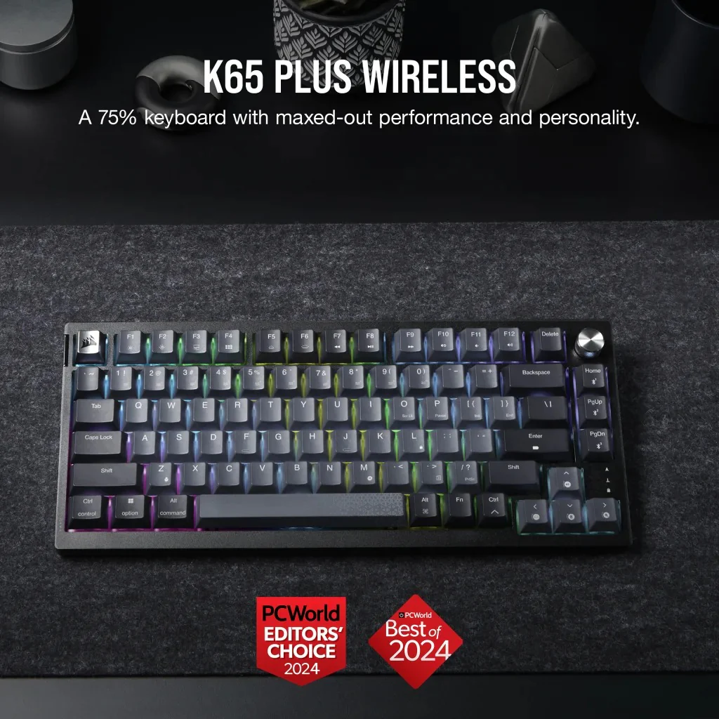 Corsair K65 Plus Wireless 75% RGB Mechanical Gaming Keyboard (MLX Red Switch) - Image 2