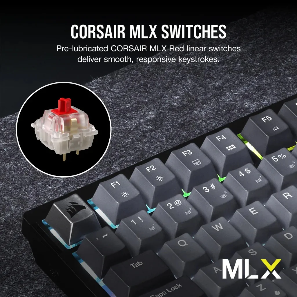 Corsair K65 Plus Wireless 75% RGB Mechanical Gaming Keyboard (MLX Red Switch) - Image 7