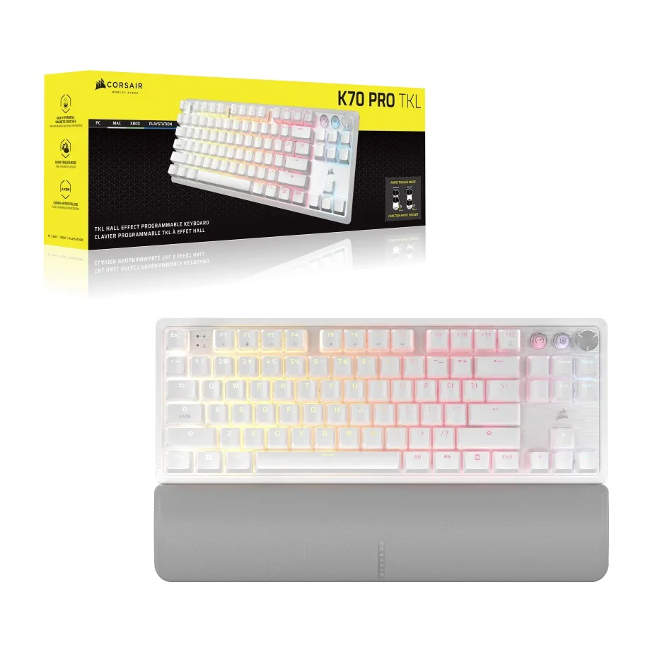 Corsair K70 Pro TKL High-Performance Hall Effect Programmable Gaming Keyboard With Rapid Trigger (Black, White) - Image 13