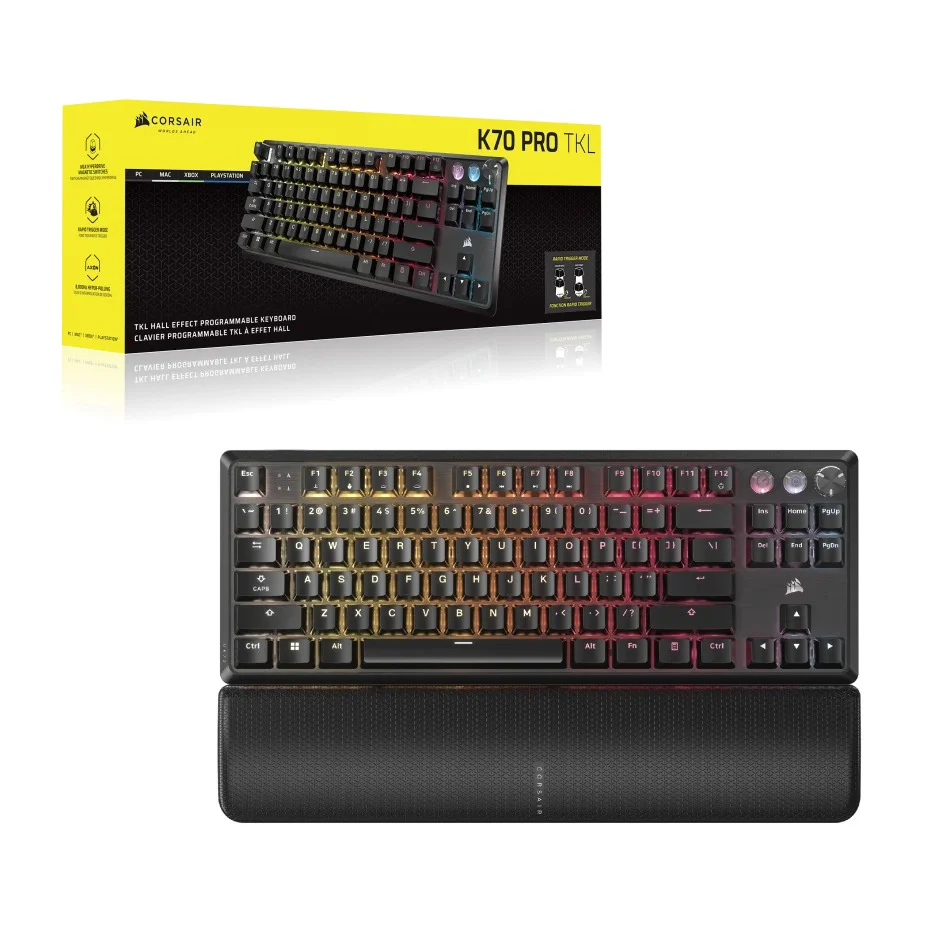 Corsair K70 Pro TKL High-Performance Hall Effect Programmable Gaming Keyboard With Rapid Trigger (Black, White) - Image 7