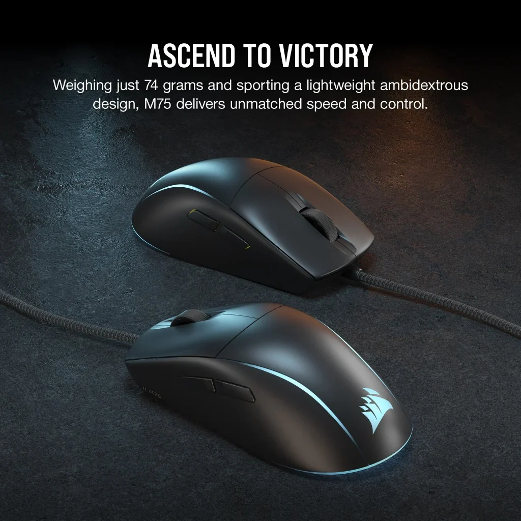Corsair M75 Lightweight RGB Gaming Mouse (Black) - Image 9