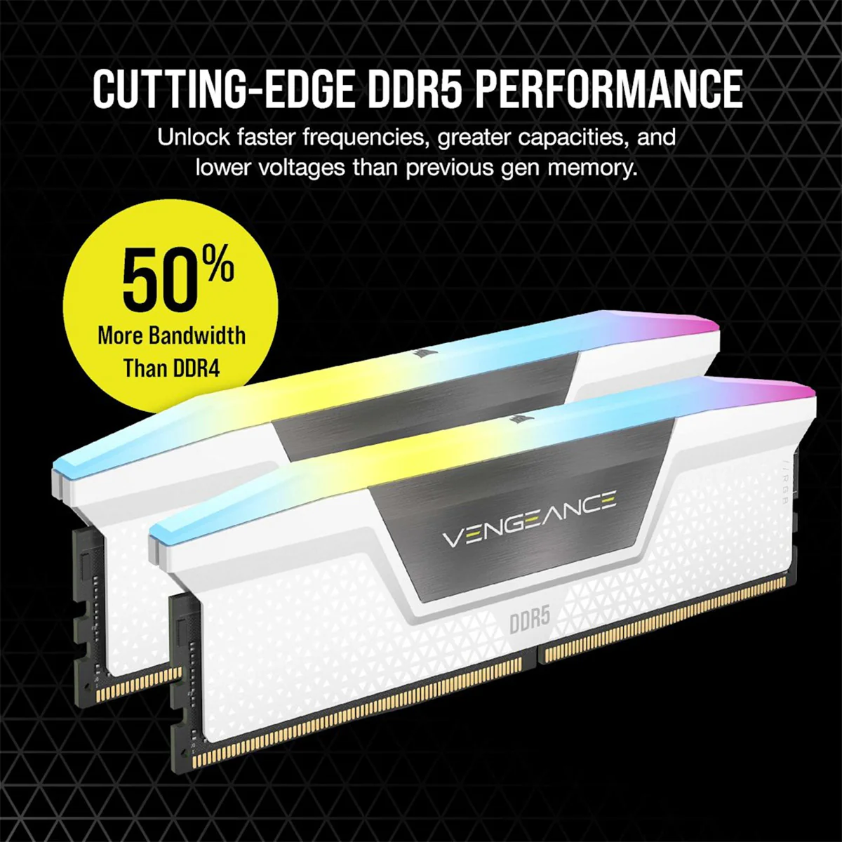 Corsair Vengeance RGB 32GB (2x16GB) DDR5 DRAM 6000MT/s CL30 AMD EXPO & Intel XMP Memory Kit (Black, White) - Image 13