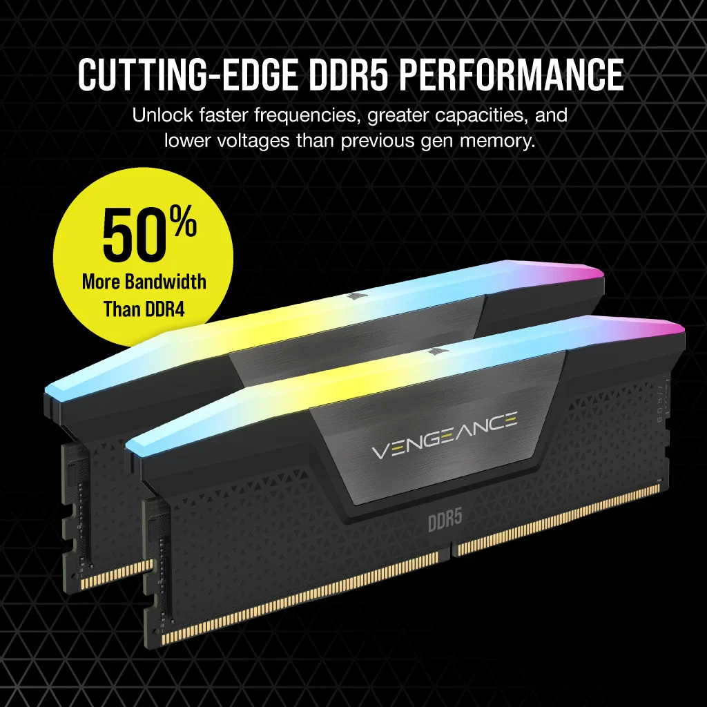 Corsair Vengeance RGB 64GB (2x32GB) DDR5 DRAM 6000MHz CL40 AMD Expo & Intel XMP Memory Kit (CMH64GX5M2B6000Z40) - Image 9