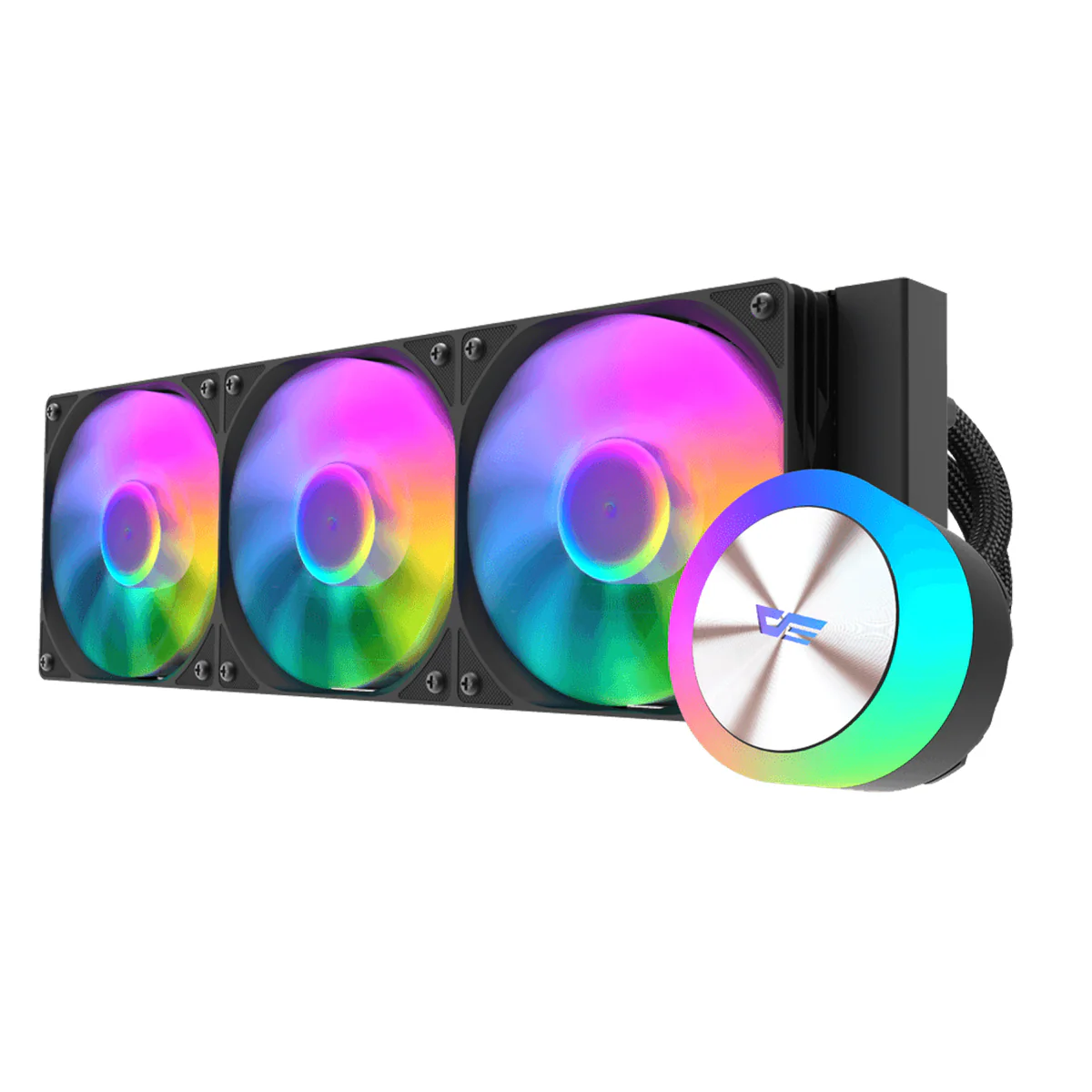 DarkFlash AquaGlow DG360 ARGB AIO 360mm Liquid CPU Cooler (Black, White) - Image 2