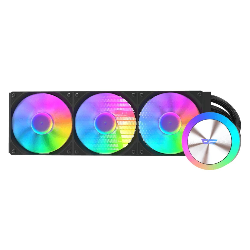 DarkFlash AquaGlow DG360 ARGB AIO 360mm Liquid CPU Cooler (Black, White) - Image 4