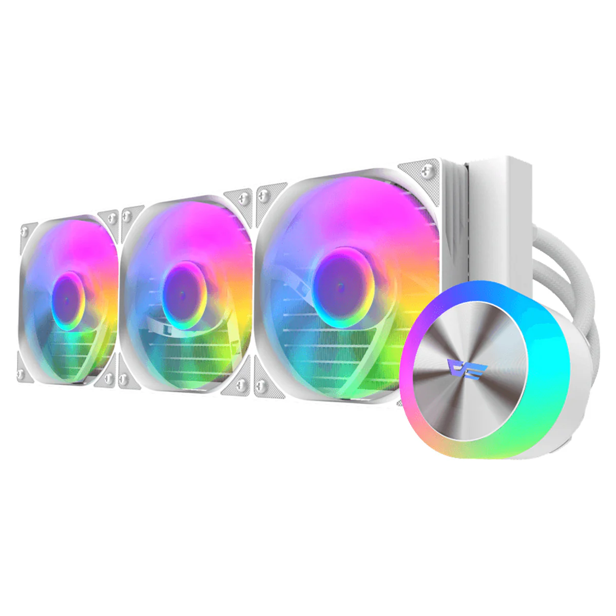 DarkFlash AquaGlow DG360 ARGB AIO 360mm Liquid CPU Cooler (Black, White) - Image 5