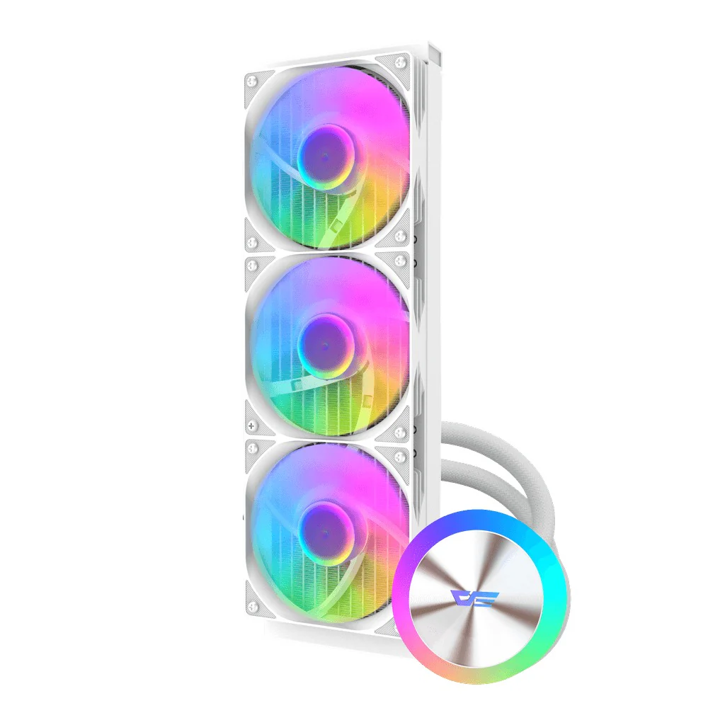 DarkFlash AquaGlow DG360 ARGB AIO 360mm Liquid CPU Cooler (Black, White) - Image 6