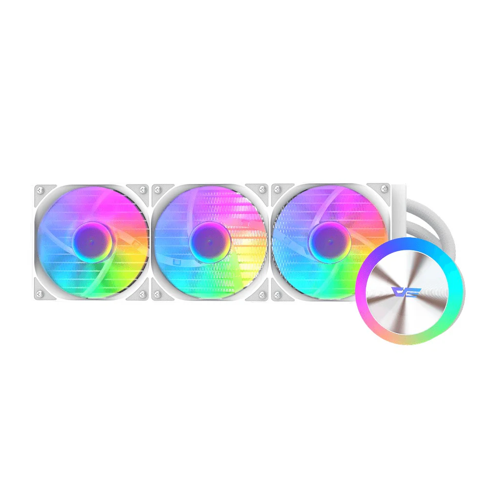 DarkFlash AquaGlow DG360 ARGB AIO 360mm Liquid CPU Cooler (Black, White) - Image 7