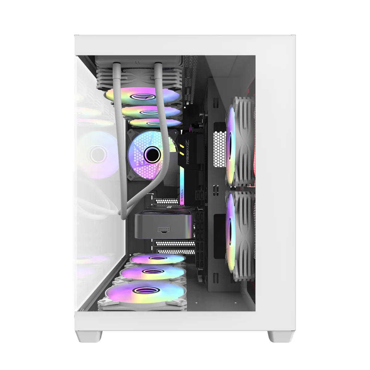 Darkflash C285P Tempered Glass Side Panel Dual Chamber ATX PC Case (White) - Image 19