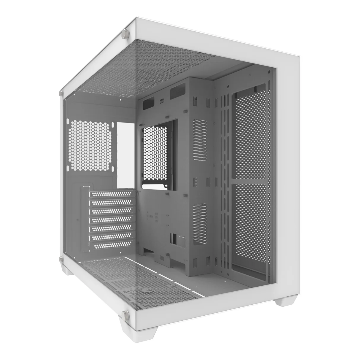 Darkflash C285P Tempered Glass Side Panel Dual Chamber ATX PC Case (White) - Image 2