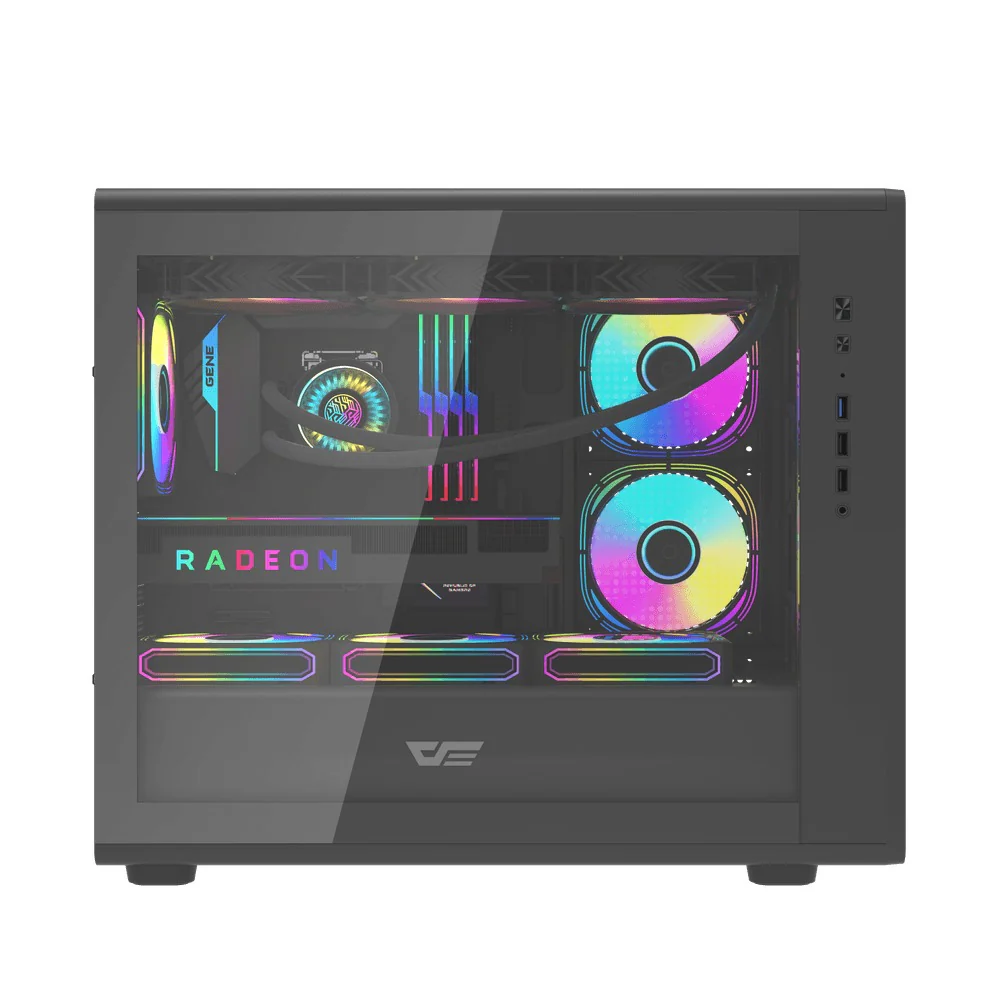 DarkFlash DB460M TG Panel Luxury M-ATX PC Case (Black, White) - Image 4